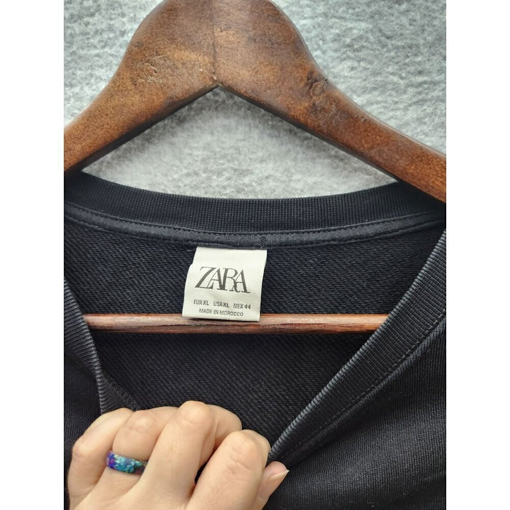Zara Thrilling Moments Graphic Sweatshirt Black Cotton & Polyester Mens XL - Picture 3 of 4